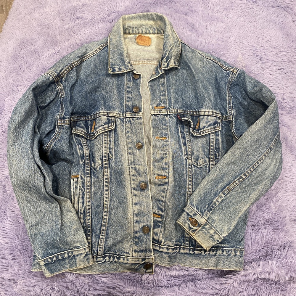 Vtg Levis 80s Blue Denim Acid Wash Jean‎ Jacket Sz ( L)